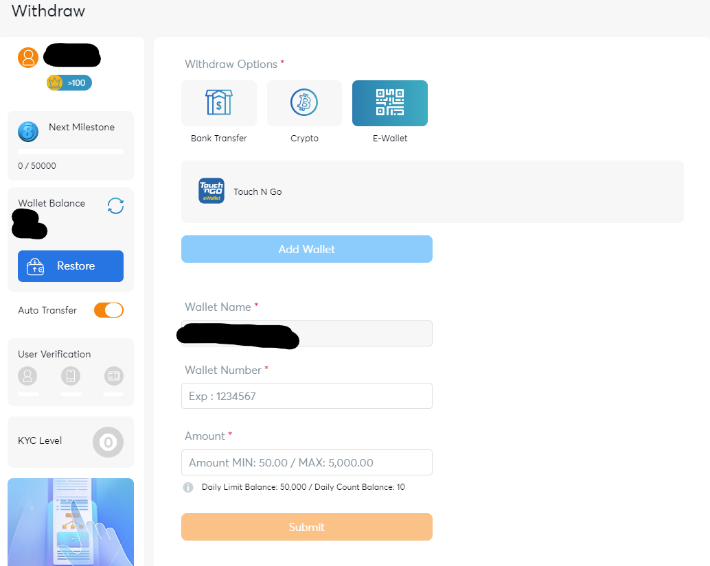 Withdraw Money from the Casino Site to your E-wallet
Withdraw Money from the Casino Site to your E-wallet
