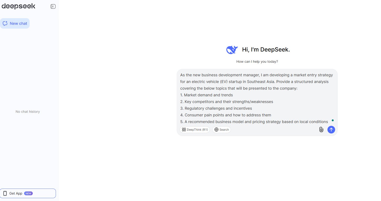 First prompt in DeepSeek First prompt in DeepSeek