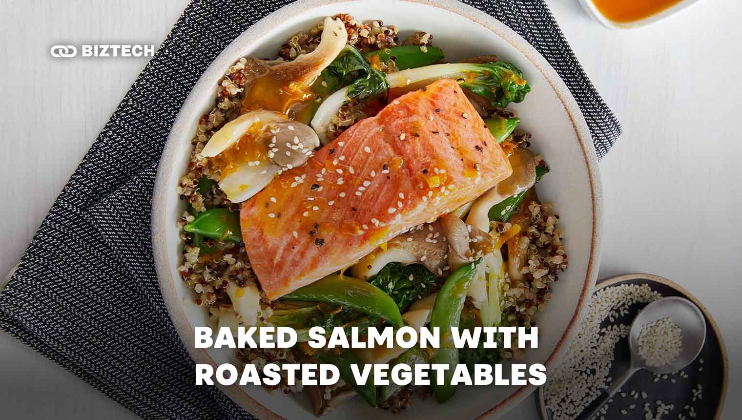 Baked salmon with roasted vegetables