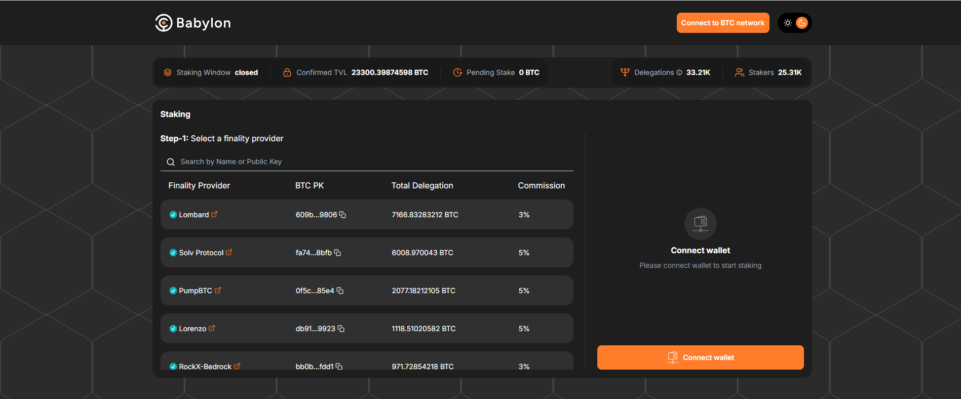 Babylon Dashboard. Source: btcstaking.babylonlabs.io