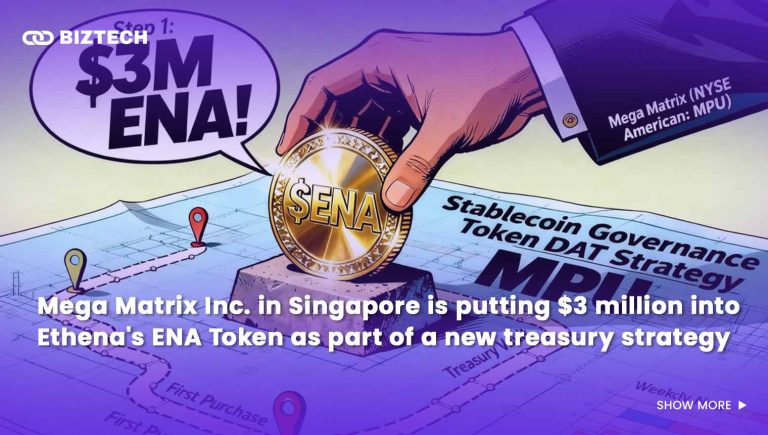 Mega Matrix Inc. in Singapore is putting $3 million into Ethena's ENA Token as part of a new treasury strategy