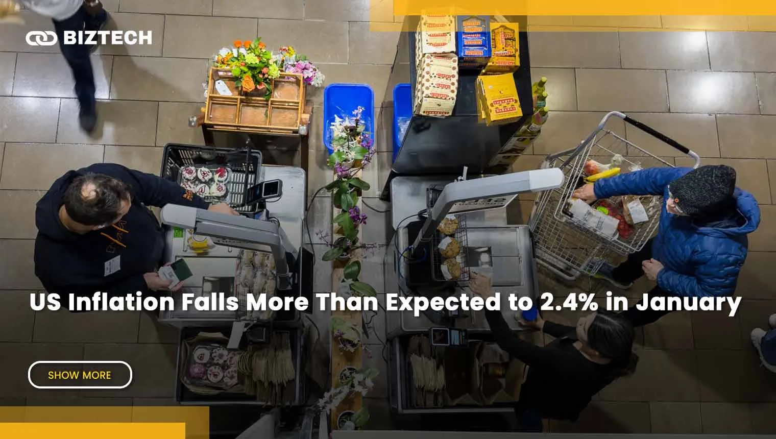 US Inflation Falls More Than Expected to 2.4% in January 2026