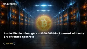 A solo Bitcoin miner gets a $200,000 block reward with only $75 of rented hashrate